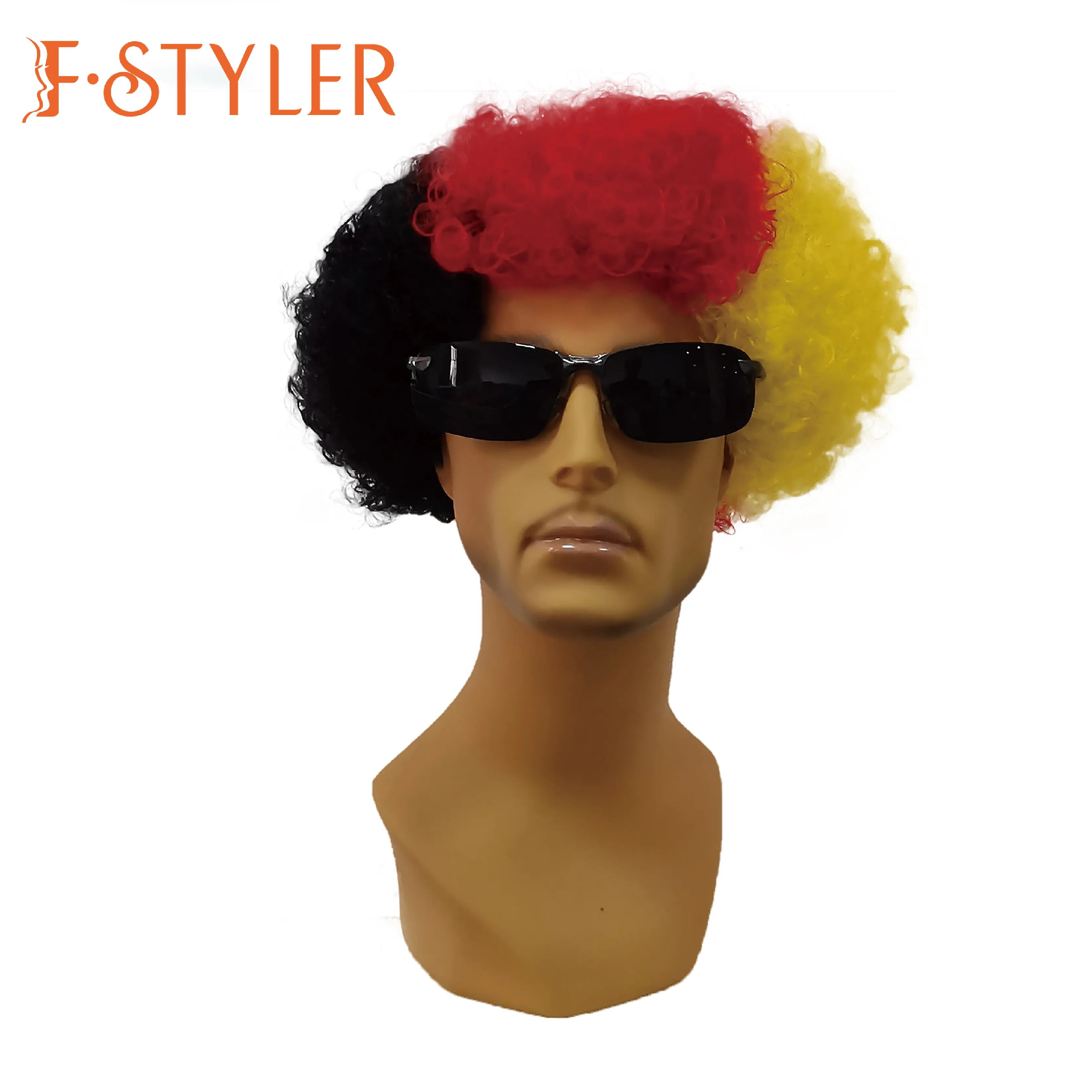 FSTYLER rambut penggemar olahraga wig karnaval cosplay sintetis obral besar grosir wig pesta kustomisasi pabrik