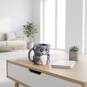 Coppa per Gelato a Forma di Gatto Stampata in 3D, Ciotola Multifunzionale per Snack a Forma di Animale Carino - Product Image 4