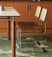 Ensemble de table à manger en bois massif minimaliste moderne avec plateau en pierre frittée, table de cuisine rectangulaire pour la maison, meubles de restaurant
