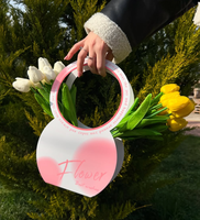 Panier à fleurs rond pliant en gros sac à main en papier recyclé pour arrangements floraux élégants sac cadeau en papier de qualité supérieure
