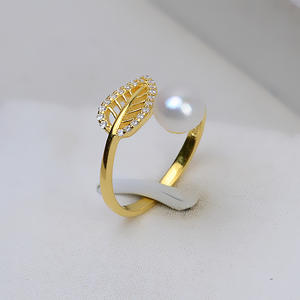 Accessoires DIY en argent S925 pour femme, bague ouverte en forme de feuille et de plume, perle ovale 6-9 mm 3 mm 2033 semi-finie, comprenant des anneaux de jonction vides - Product Image 3