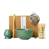Vente en gros de boîtes d'accessoires de thé matcha de qualité japonaise rose pour cérémonie bols en céramique outils kit de matcha boîte de jeu de fouet