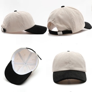 Custom Embroidery Logo 6 Panel Gorras Blank <b>Plain</b> Curved Brim Corduroy Hat Dad Hat Two Tone Low Profile Corduroy Baseball <b>Cap</b> - Product Image 2