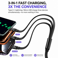 Câble de charge rétractable USB vers Type C 3-en-1 en alliage d'aluminium OEM 100W avec gaine en PVC/TPE, chargeur de téléphone portable rapide et portable