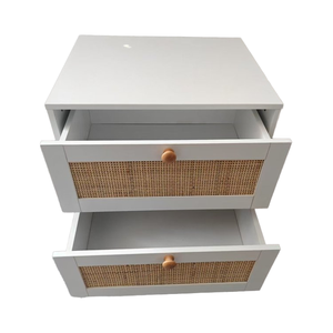 Table de chevet en rotin à <span class=keywords><strong>2</strong></span> tiroirs, table de chambre à coucher en bois, tiroir en bois, accent pour appartement, salon, chambre à coucher, décoration moderne pour la maison - Product Image 6