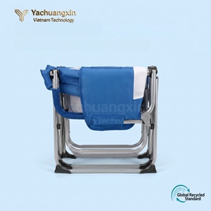 Outdoor Folding Chair With Side <b>Table</b> Aluminum Frame Oxford Fabric Green And Gray Casual Garden <b>Camping</b> Chair - Product Image 2