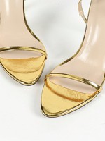 Sandales à talons dorés pour femme, tendance été 2025, légères, à talon haut, avec fines brides, pour soirées d'hiver