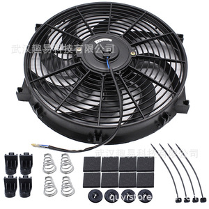 พัดลมคอนเดนเซอร์ใบพัดโค้ง 8 ใบ ขนาด 14 นิ้ว 12V 80W สำหรับอุปกรณ์ทำความเย็น ปรับแต่งรถยนต์ - Product Image 1