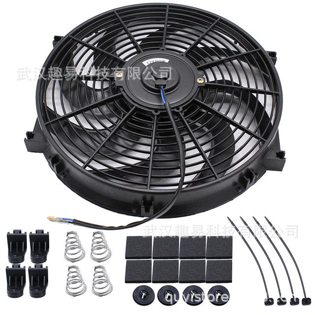 14 Inch 8 Blade Curved Blade Condenser Fan 12V 80W Cooling Fan For Refrigeration Equipment Car Modification