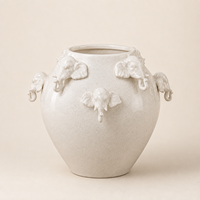 Vase en céramique blanche, éléphant 3D, vase décoratif pour fleurs, design sculptural pour salon, table console, décoration intérieure