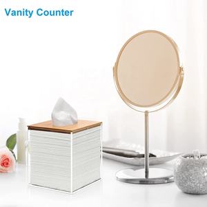 Mesas de acrílico transparentes de diseño simple, caja de soporte de papel tisú para servilletas, servilletero de plástico con tapa de Bambú - Product Image 4