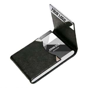 Tarjetero de Cuero PU Personalizado, Porta Tarjetas de Visita, Delgado, Metálico, con Cierre Magnético - Product Image 1