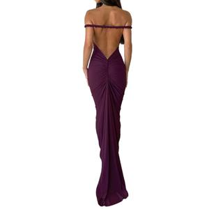 Nouvelle Collection Été – Robe Longue Plissée Sexy à Col Halter et Dos Nu avec Cordon de Serrage pour Femme - Product Image 3