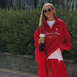 Survêtement à capuche personnalisé pour femmes, ensembles de survêtements, pantalons de survêtement et sweat à capuche évasés et droits en coton éponge français lourd - Product Image 1