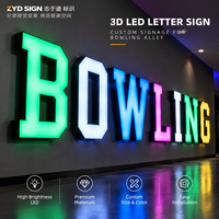 Lettres en relief 3D personnalisées avec éclairage LED et bordure métallique pour enseignes publicitaires lumineuses de façade de magasin