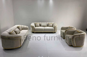 Italian Modern <b>Living</b> <b>Room</b> <b>Sofa</b> Set Design Leisure Sectional White Fabric Couch Set with Round Armed Design - Product Image 6
