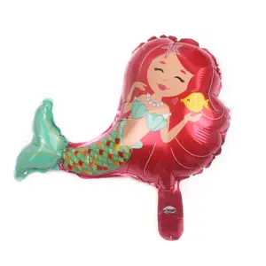 Оптовая продажа, мини розовые фиолетовые красные Мультяшные морская русалка принцесса, фольгированные воздушные шары, океанские игрушки для дня рождения, украшения