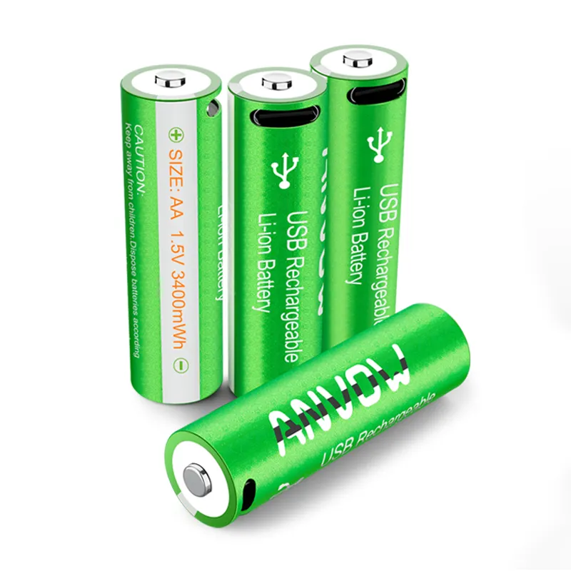 Type C 1.5V 3400mAh USB ชาร์จแบตเตอรี่ลิเธียมไอออน AA แบตเตอรี่ลิเธียมสำหรับกล้องของเล่นรถยนต์ล็อคลายนิ้วมือ