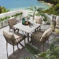 Ensemble de salle à manger haut de gamme en aluminium et rotin, style nordique, mobile, pour jardin, cour et balcon extérieur