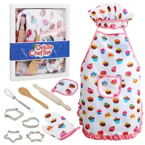 Children Cosplay Baking Costume Kit Toddler Chef Dress Up Pretend Play Costume Chef Costume For Kids