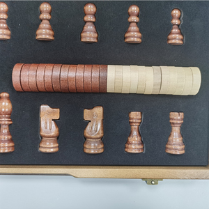 Scacchiera Pieghevole in Legno Fatta a Mano da 15 Pollici - Set di <span class=keywords><strong>Scacchi</strong></span> da Viaggio <span class=keywords><strong>per</strong></span> <span class=keywords><strong>Principianti</strong></span> e Bambini, Ecologico - Product Image 4