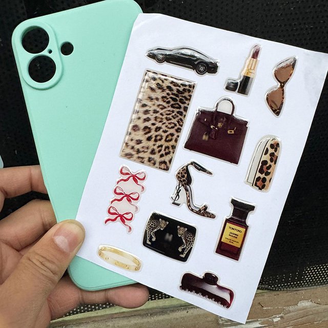 Wholesale 3D Dome Epoxy Resin Decorative Sticker Sheet Custom DIY Mobile Phone Case Sticker