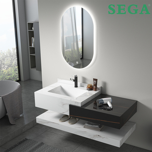 Tocador de baño de estilo moderno con <span class=keywords><strong>encimera</strong></span> de piedra de losa de <span class=keywords><strong>roca</strong></span> <span class=keywords><strong>Lavabo</strong></span> de cerámica LED inteligente <span class=keywords><strong>Lavabo</strong></span> - Product Image 5