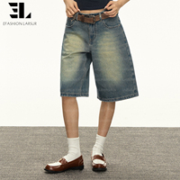 Shorts en jean délavés vintage usés LARSUR, fabriqués sur mesure, shorts en jean à bords bruts, pantalon court pour femmes