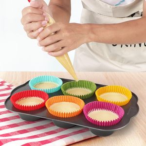Tùy Chỉnh In Cấp Thực Phẩm Mỡ Giấy Bằng Chứng Cầu Vồng Mini Cúpcake Lót Đầy Màu Sắc Bánh Nướng Bánh Nướng Bánh - Product Image 2