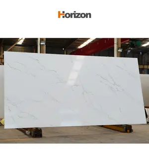 Horizon calacatta黄金人造石英石平板，用于廉价石英台面白色石英板