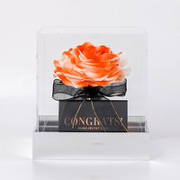 Grandes roses éternelles dans une boîte carrée en acrylique transparente - Cadeau de fleurs éternelles pour elle - Seul l'amour compte