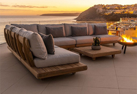 Meubles en bois de teck haut de gamme avec coussins extérieur Vila Garden Patio Hotel Sectional Outdoor Sofa Sets