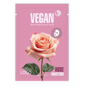 แผ่นมาส์กหน้าวีแกนกุหลาบ ไฮยาลูรอนิค แอซิด บำรุงผิวให้ชุ่มชื้น กระจ่างใส โรแมนติก สกินแคร์วีแกน รับรองมาตรฐานวีแกน ผลิตในเกาหลี ODM OEM - Product Image 1