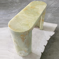 Table console ovale élégante en onyx vert cristal, design moderne, prix de gros, pour la maison, l'hôtel, la villa, la cuisine, le bar