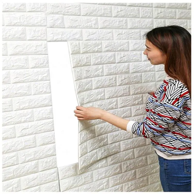 Adesivos 3d de parede, decoração simples de pvc/pe, espuma, revestimento autoadesivo removível, para parede, estilo de efeito 3d, cor personalizada moderna
