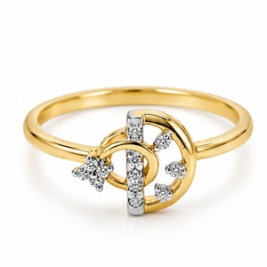 Bague pour femme en or jaune pur 22 carats |   Or 916 marqué d'un sceau |   Design étoile et lune avec accents en pierre |   Bijoux fins - Product Image 1