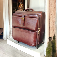 Acheter Chariot à bagages en cuir véritable marron avec poignée réglable Produit tendance fabriqué en usine OEM taille personnalisée disponible