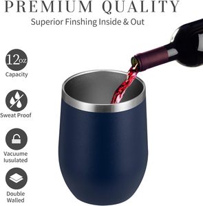 Custom 12oz Double Wall Stainless Steel Vacuum Insulated Coffee Mug Egg Shape Wine Tumbler Travel <b>Cup</b> <b>With</b> <b>Lid</b> for Camping - Product Image 5