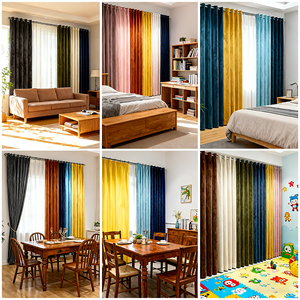 <span class=keywords><strong>Rideau</strong></span> de vague en velours doux à ombrage translucide pleine lumière isolé et ignifuge de style moderne pour la <span class=keywords><strong>baie</strong></span> vitrée du salon - Product Image 3