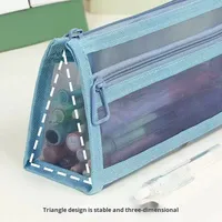Vente en gros Personnaliser Produit phare Trousse à crayons transparente à double couche en maille pour le rangement