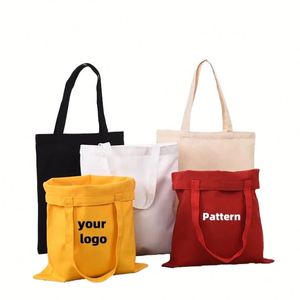 Sac fourre-tout en toile de coton réutilisable et pliable personnalisé, avec logo imprimé, sacs de courses vierges recyclables en calicot - Product Image 1