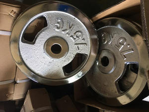 Logo personnalisé Fitness, haltère chromé en fonte robuste, haltère haltère haltérophilie 20kg 15kg plaque de poids - Product Image 6