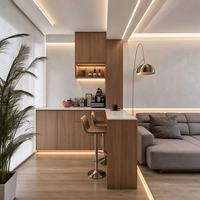Meuble de bar intégré sur mesure pour salon avec étagère à LED et comptoir de bar domestique