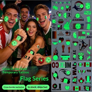 <span class=keywords><strong>Tatouages</strong></span> temporaires lumineux imperméables qui brillent dans le noir, parfaits pour les cadeaux d'équipe de football - Product Image 3
