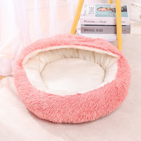 Lit pour chat confortable, lit rond pour chat avec capuche, lit rond lavable