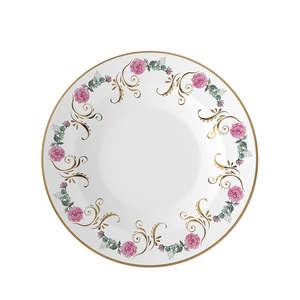 <span class=keywords><strong>Vajilla</strong></span> de Lujo Estilo Occidental con Base Plana y Flores Rosas con Borde Dorado para Suministros de Escritorio y Alquiler para Eventos - Product Image 1