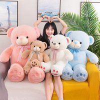 Ours en peluche bleu en peluche porte-clés je t'aime noeud papillon grand Couple mariage ours en peluche peluche jouet ours en peluche poupée cadeau