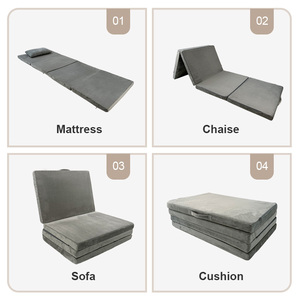 High-Density 4-Fold Mattress Portable <strong>Guest</strong> <strong>Bed</strong> with Removable Washable Cover Tatami Floor Mat Camping <strong>Bed</strong> Made of Sponge - Product Image 6