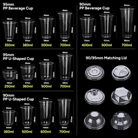 Gobelets jetables en PP à paroi simple, transparents, avec logo personnalisé, 12oz/18oz/22oz, pour café, thé au lait, boissons froides/chaudes, résistants au congélateur et à la chaleur