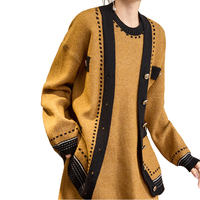 Ensemble 2 pièces de gros en tricot de couleur unie élégante en laine sur mesure pour femmes